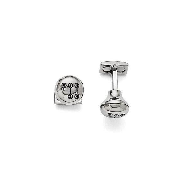 Men's Stainless Steel and Enamel 16mm Stick Shift Knob Cuff Links - Picture 1 of 3